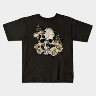 Sage Tribe floral Skull With roses vintage stile Kids T-Shirt